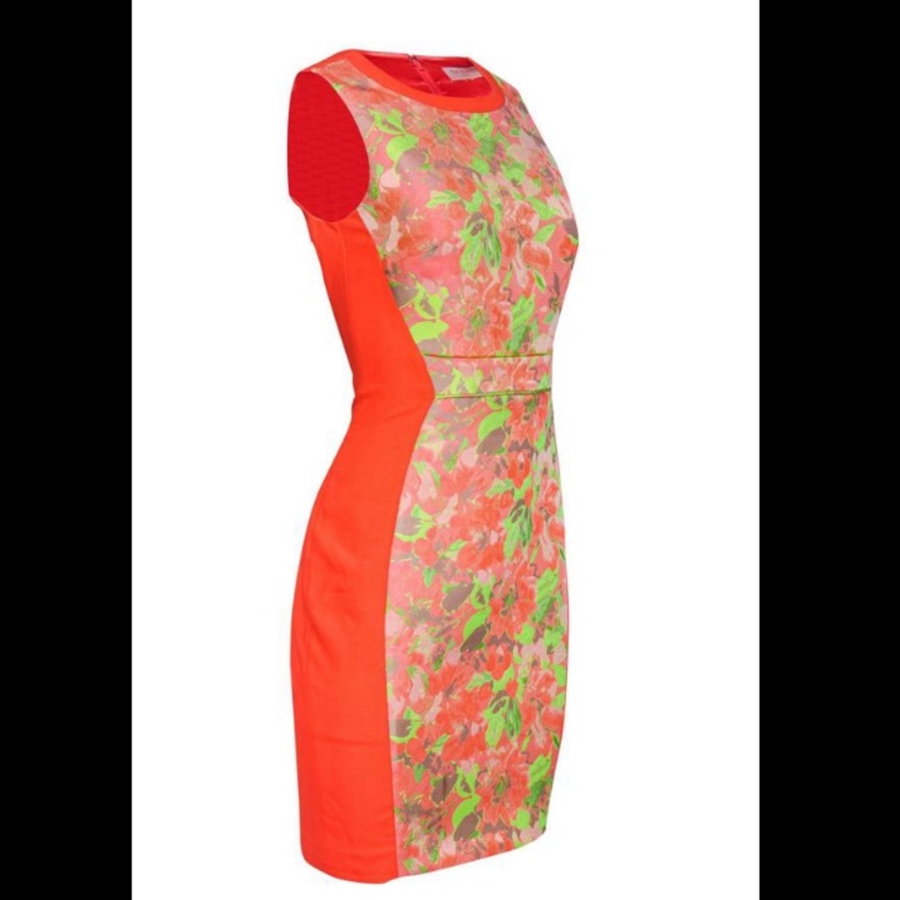 EUC Ted Baker London Neon Coral Orange Dress
